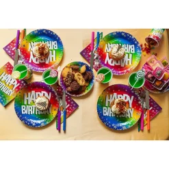 Lot 20 Serviettes Papier Anniversaire Arc-en-ciel – Happy Birthday 33 × 33 cm