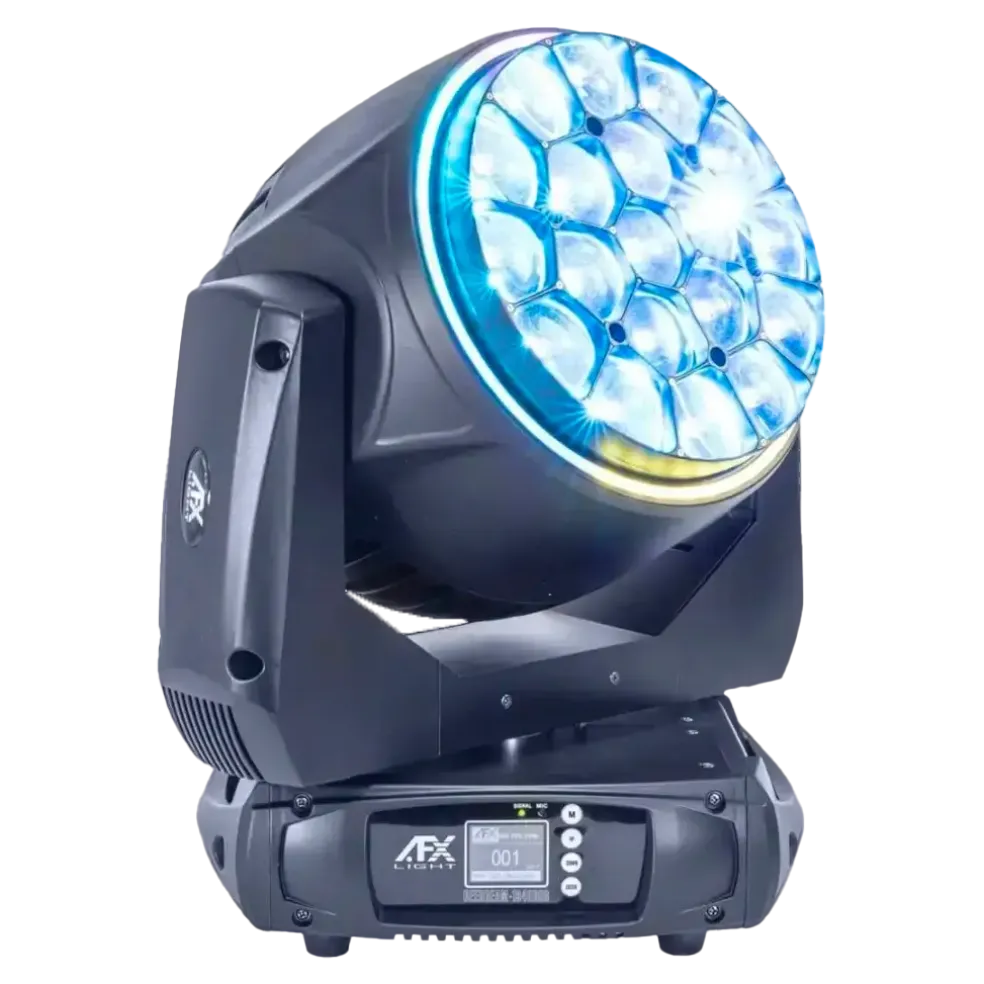 Lyre LED BEE EYE Wash/Zoom + Effets anneaux 19x40W RGBW