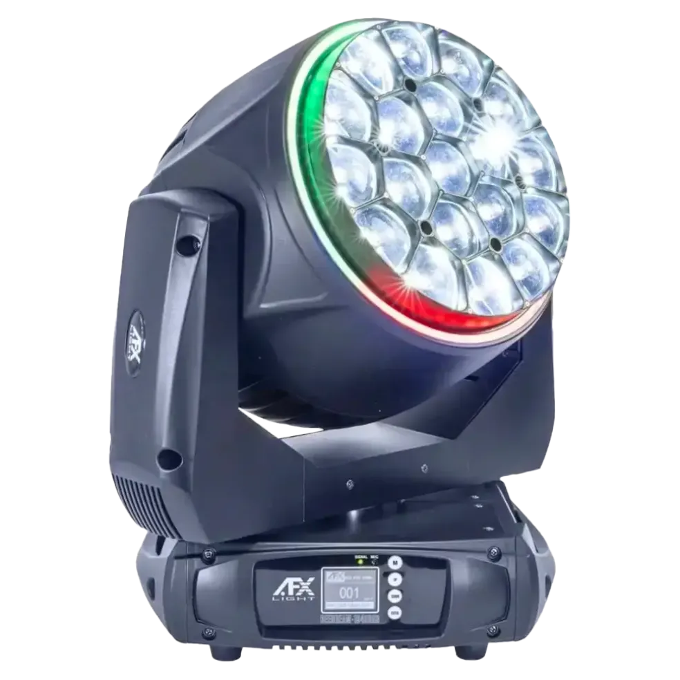 Lyre LED BEE EYE Wash/Zoom + Effets anneaux 19x40W RGBW