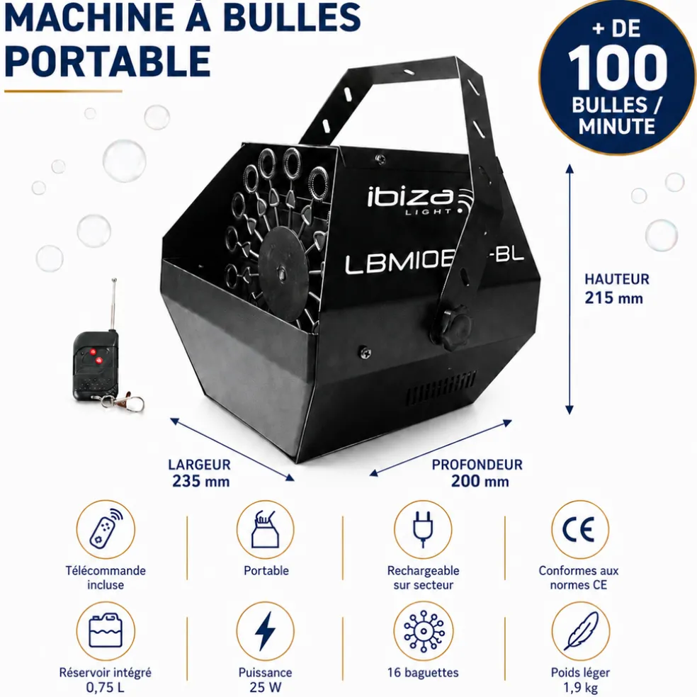 MACHINE A BULLES PORTABLE RECHARGEABLE