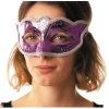 Masque Vénitien Burlesque Violet Avec Contour Argent