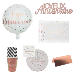 Pack anniversaire rose gold - 10 personnes