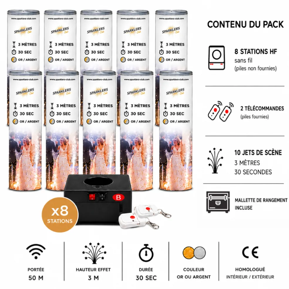 Pack pro complet (8 stations +10 jets de scène 3M/30sec )