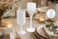 Pack Verrerie Réutilisable Blanche – Flûte à Champagne 12 cl & Verre à Vin Eco Cup 12 cl