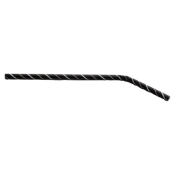 Paille flexible noire avec rayures - 21cm /ø6mm (100 pcs)