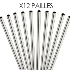 Paille inox réutilisable 14cm /ø6mm (12pcs)