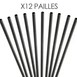 Paille inox réutilisable Noir mat 21,5cm /ø6mm (12pcs)
