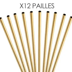 Paille inox réutilisable Or 21,5cm /ø6mm (12pcs)