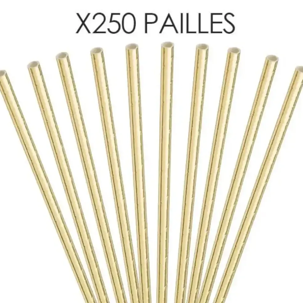 Paille papier Or/Gold 20cm /ø6mm (250 pcs)