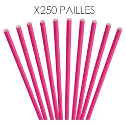 Paille papier rose 20cm /ø6mm (250 pcs)