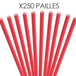 Paille papier rouge 14cm /ø5mm (250 pcs)