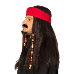 Perruque pirate Tobias avec bandana, moustache et barbe