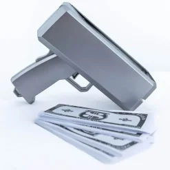 Pistolet à Billets Couleur Argent - 100 Faux Billets Inclus