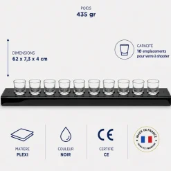 Plateau Noir pour Verre à Shooter