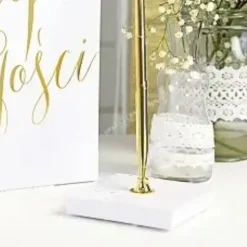 Porte stylo blanc & stylo or