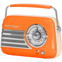 Radio Vintage Autonome avec Bluetooth USB & FM 30W Orange