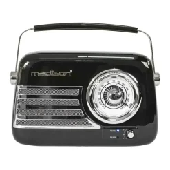 Radio Vintage Autonome avec Bluetooth USB & FM 30W Noir