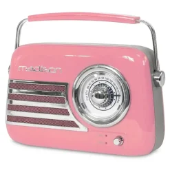 Radio Vintage Autonome avec Bluetooth USB & FM 30W Rose