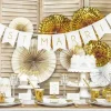 Rosaces décoratives blanches avec motifs dorés (4 pièces)