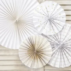 Rosaces décoratives blanches avec motifs dorés (4 pièces)