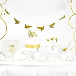 Rosaces décoratives blanches à bords dorés (3 pièces)