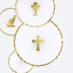 Rosaces décoratives blanches à bords dorés (3 pièces)