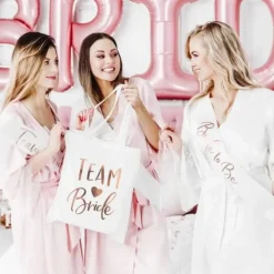 Sac en coton avec inscription TEAM BRIDE rose gold