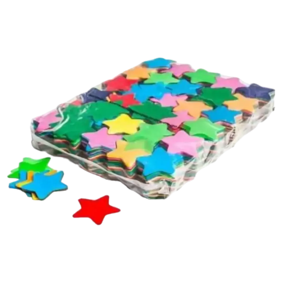 Sac 1KG confettis étoiles multicouleur - Ø 55 mm
