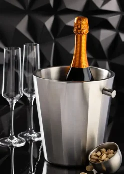 Seau à vin isotherme en inox satiné - 1 bouteille 20 x 21,5 cm
