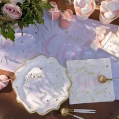 Serviette Baby Shower Girl Rose (lot de 20)