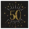 Serviette en papier 50 ans Noir/Or (lot de 10)