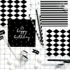 Serviette en papier rayée noire et blanche (Lot de 20)