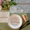 Serviette Joyeux Anniversaire Blanc/Or Rose (lot de 10)