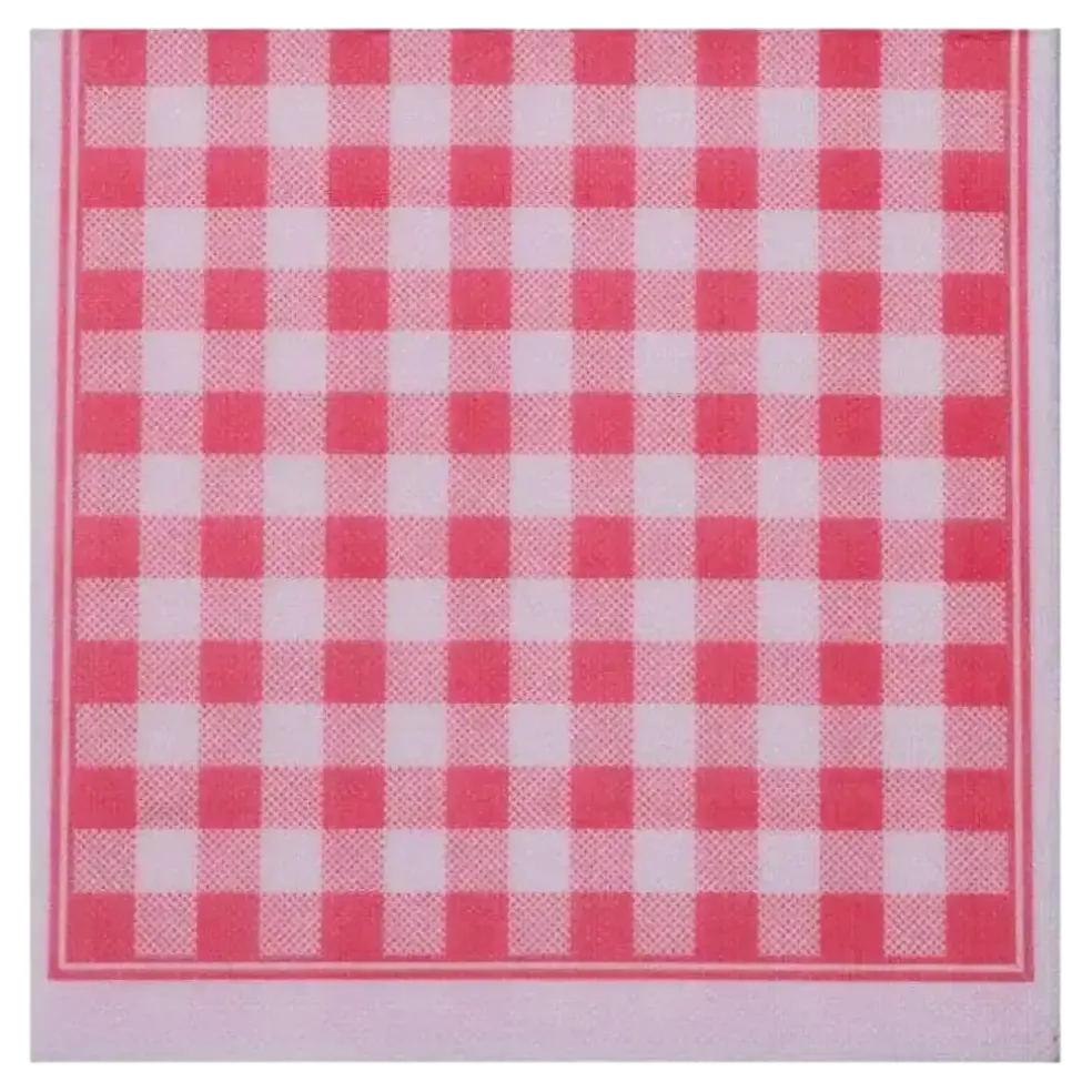 Serviette Sun Ouate 2 plis (38x38cm) Vichy Rouge (Lot de 40)