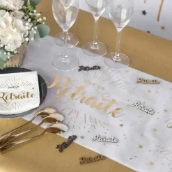 Serviette Vive la Retraite Blanc & Or - Lot de 20