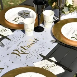 Serviette Vive la Retraite Blanc & Or - Lot de 20