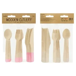 Set de couvert en bois imprimé rose (18pcs)