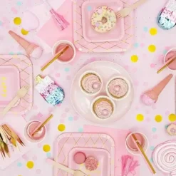 Set de couvert en bois imprimé rose (18pcs)