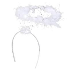 Tiare Halo Blanc – Bandeau Auréole Ange avec Plumes