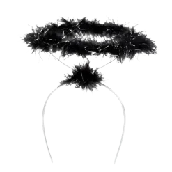 Tiare Halo Noir – Bandeau Ange Démon Pailleté avec Plumes