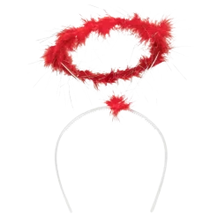 Tiare Halo Rouge – Bandeau Ange Démon Pailleté avec Plumes