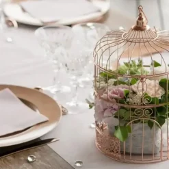 Tirelire Cage métallisé Or-Rose