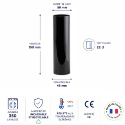 Verre tube incassable Noir 22cl